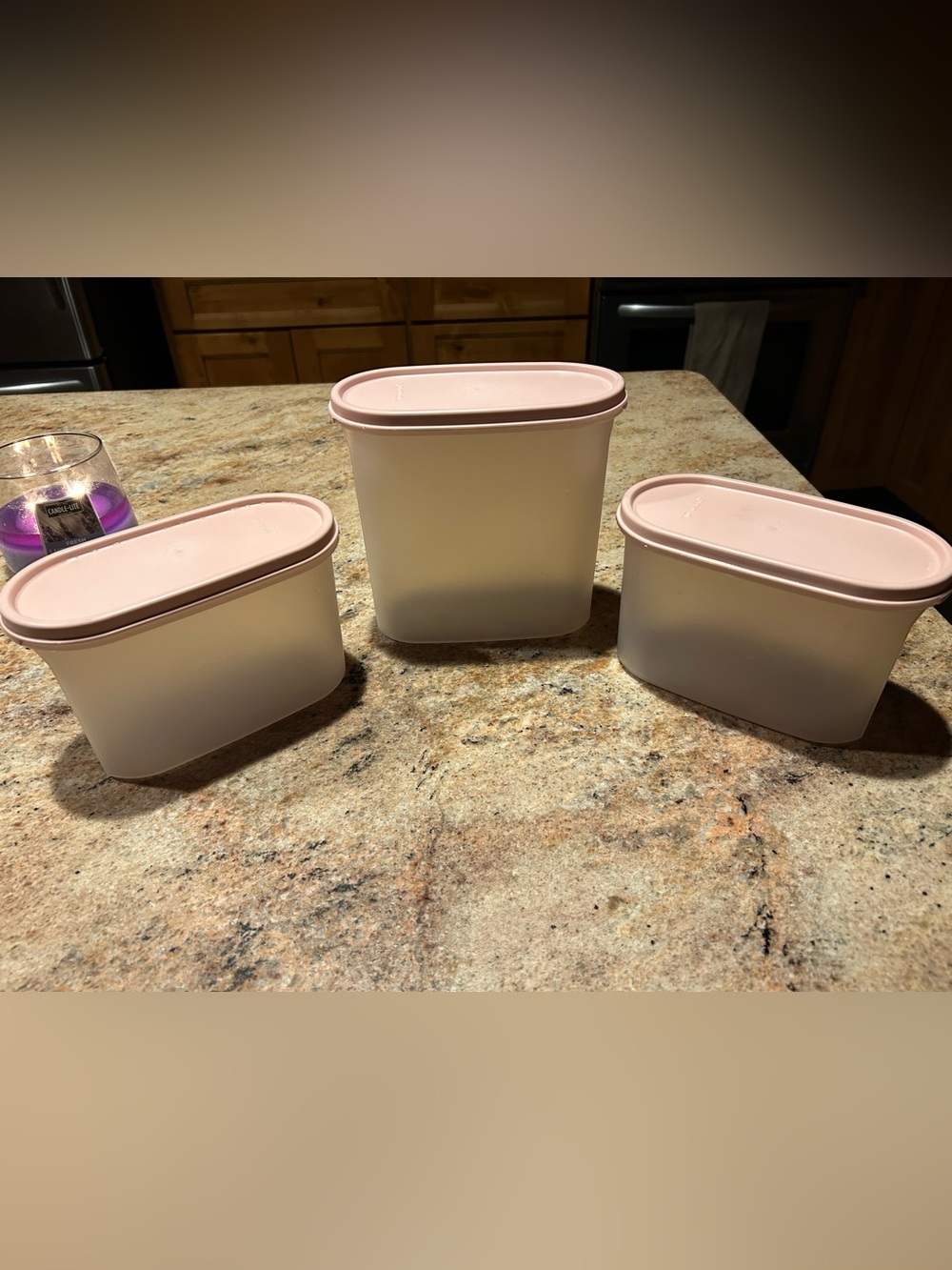 Tupperware Modular Mates 1980’s Light Pink Set of 3 7.25 cup (1) & 4.75 cup (2).
